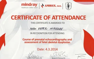 Certifikát prenatálnej echokardiografie